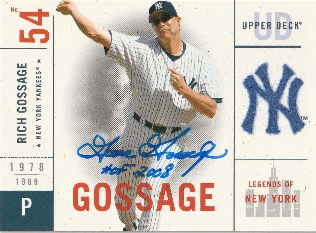 RICH GOOSE GOSSAGE NEW YORK YANKEES SIGNED 2001 UPPER DECK NY LEGENDS CARD #96