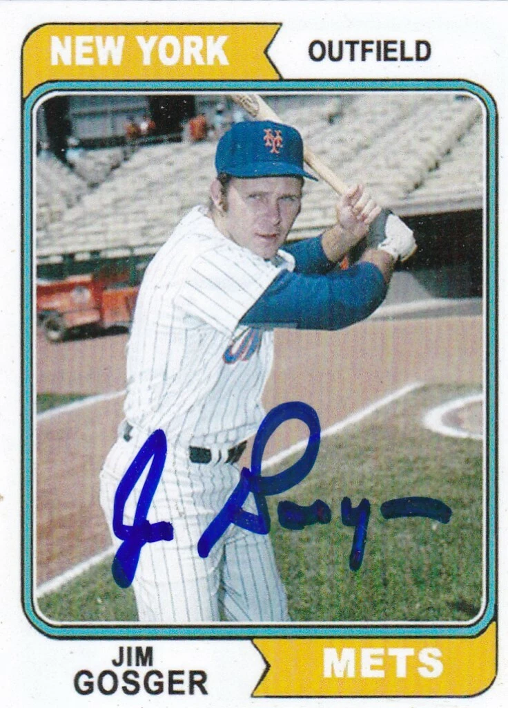 JIM GOSGER  NEW YORK METS   SIGNED 1974 STYLE CUSTOM CARD FRONT AND BACK