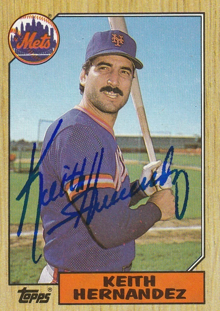 KEITH HERNANDEZ  NEW YORK METS  SIGNED 1987 TOPPS CARD #350