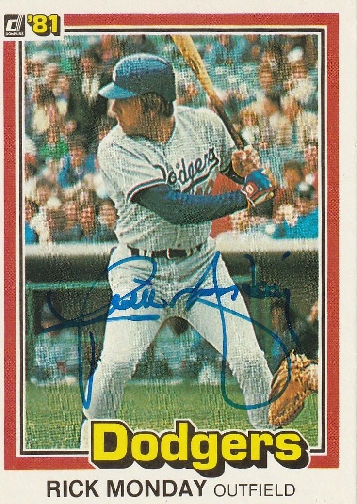 RICK MONDAY LOS ANGELES DODGERS  SIGNED 1981 DONRUSS CARD #60
