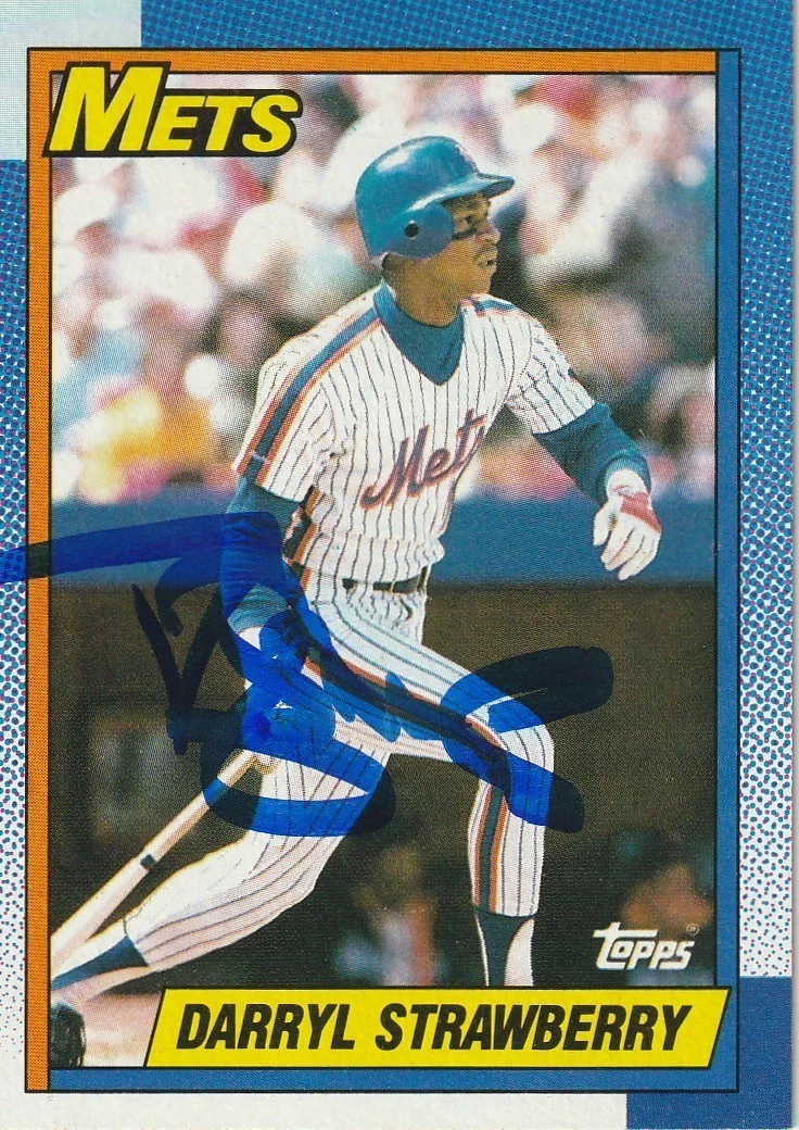 DARRYL STRAWBERRY NEW YORK METS SIGNED TOPPS 1990 CARD #600