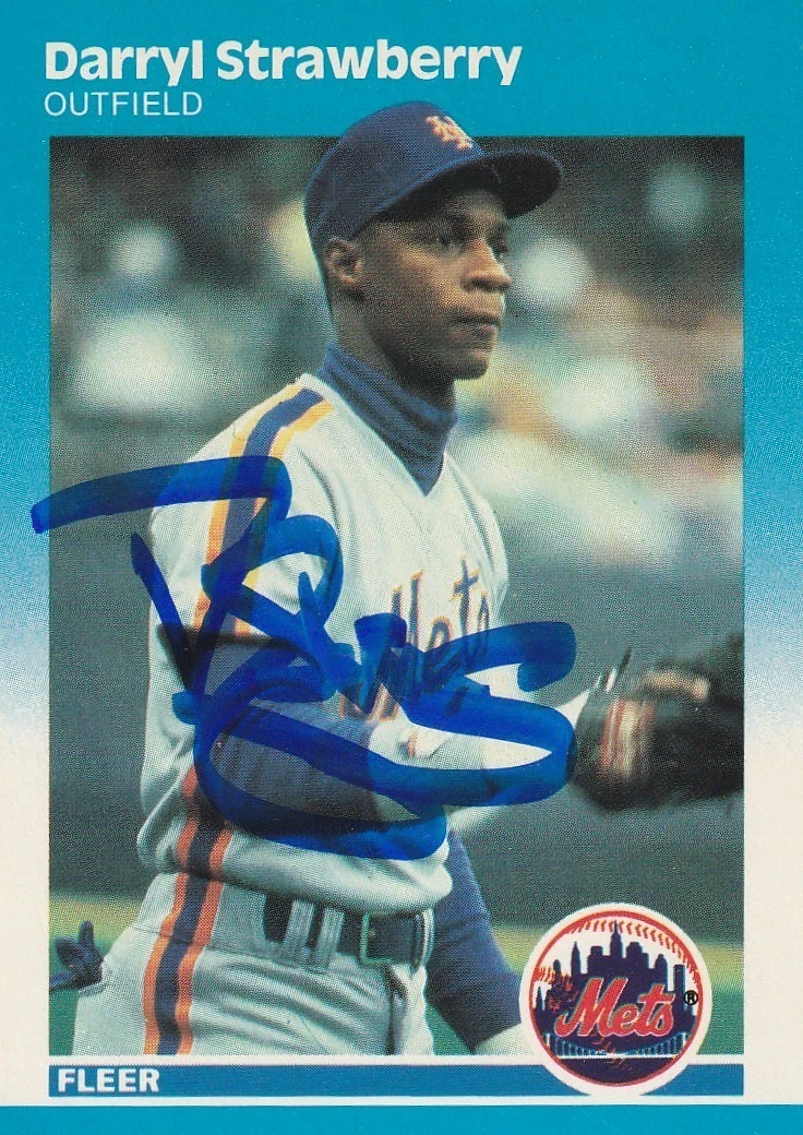 DARRYL STRAWBERRY NEW YORK METS SIGNED FLEER 1987 CARD #23