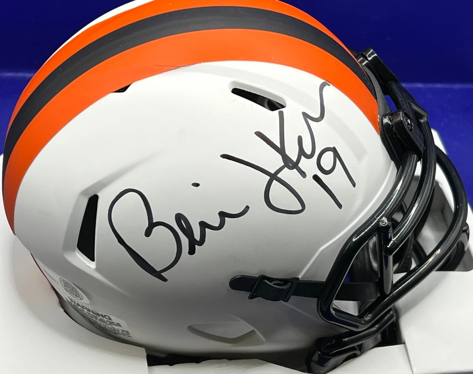 BERNIE KOSAR CLEVELAND BROWNS LUNAR ECLIPSE JSA AUTHENTICATED SIGNED MINI HELMET