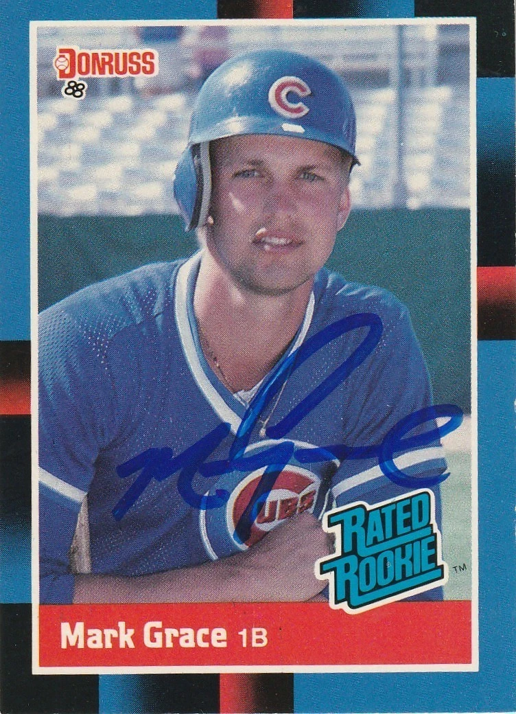 MARK GRACE CHICAGO CUBS  SIGNED 1988 DONRUSS ROOKIE CARD #40