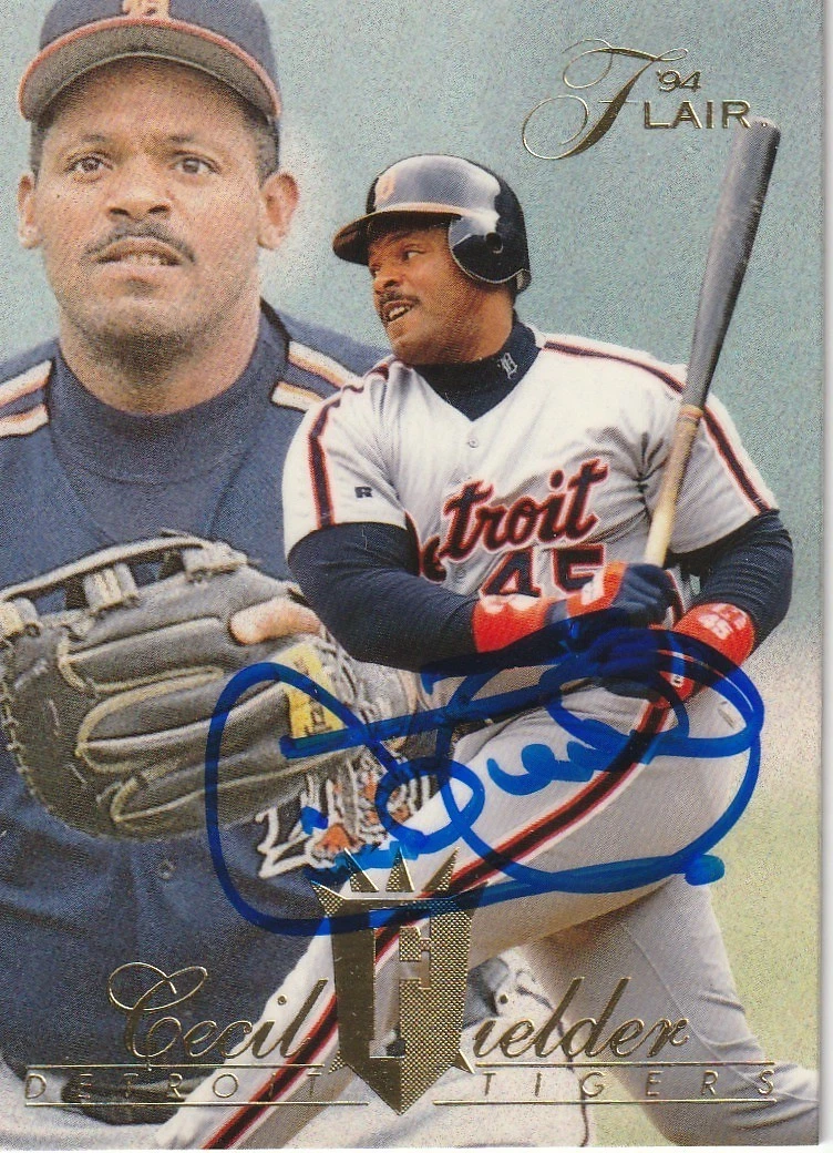 CECIL FIELDER DETROIT TIGERS SIGNED 1994 FLAIR CARD #49