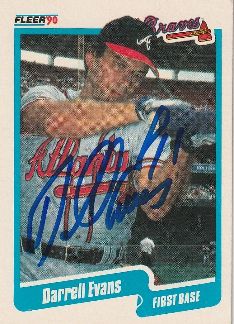 DARRELL EVANS ATLANTA BRAVES SIGNED 1990 FLEER CARD #581
