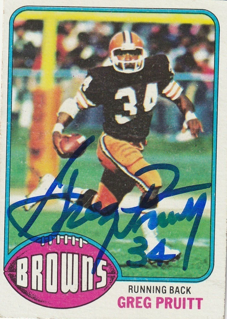 GREG PRUITT CLEVELAND BROWNS SIGNED 1976 TOPPS CARD #275