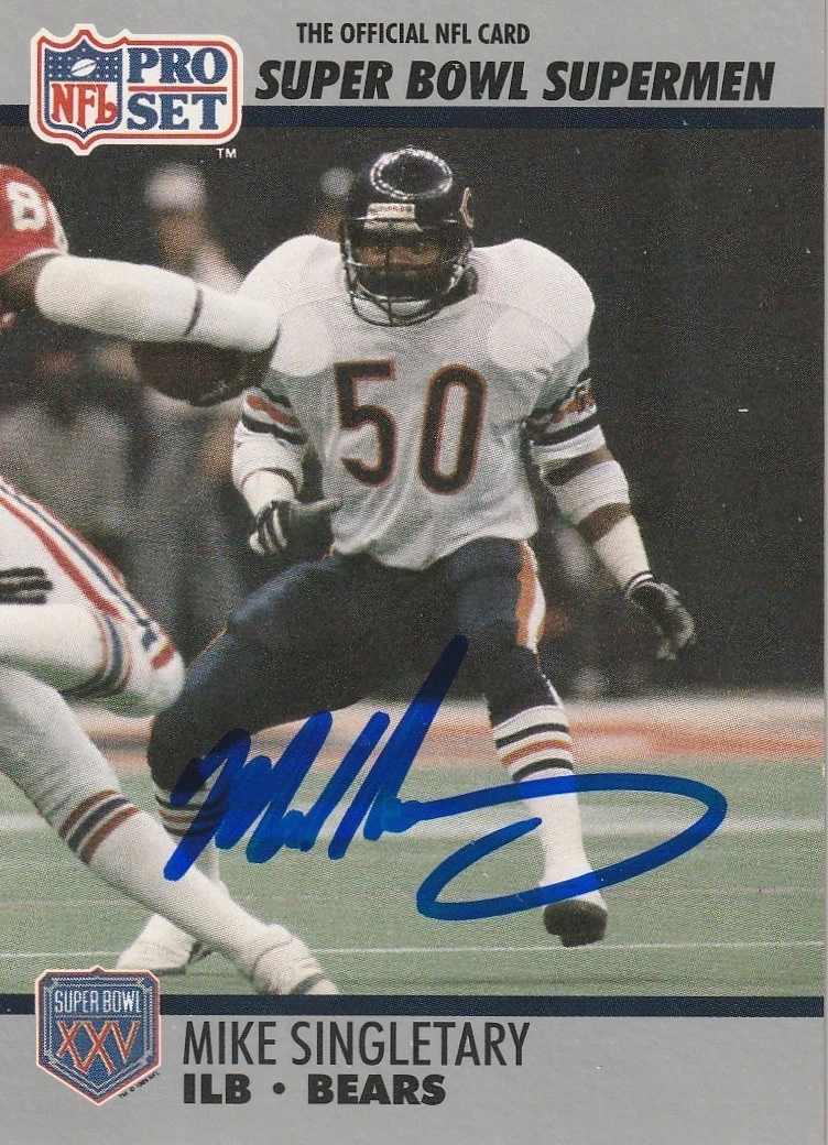 MIKE SINGLETARY CHICAGO BEARS SIGNED 1990 PRO SET CARD #93