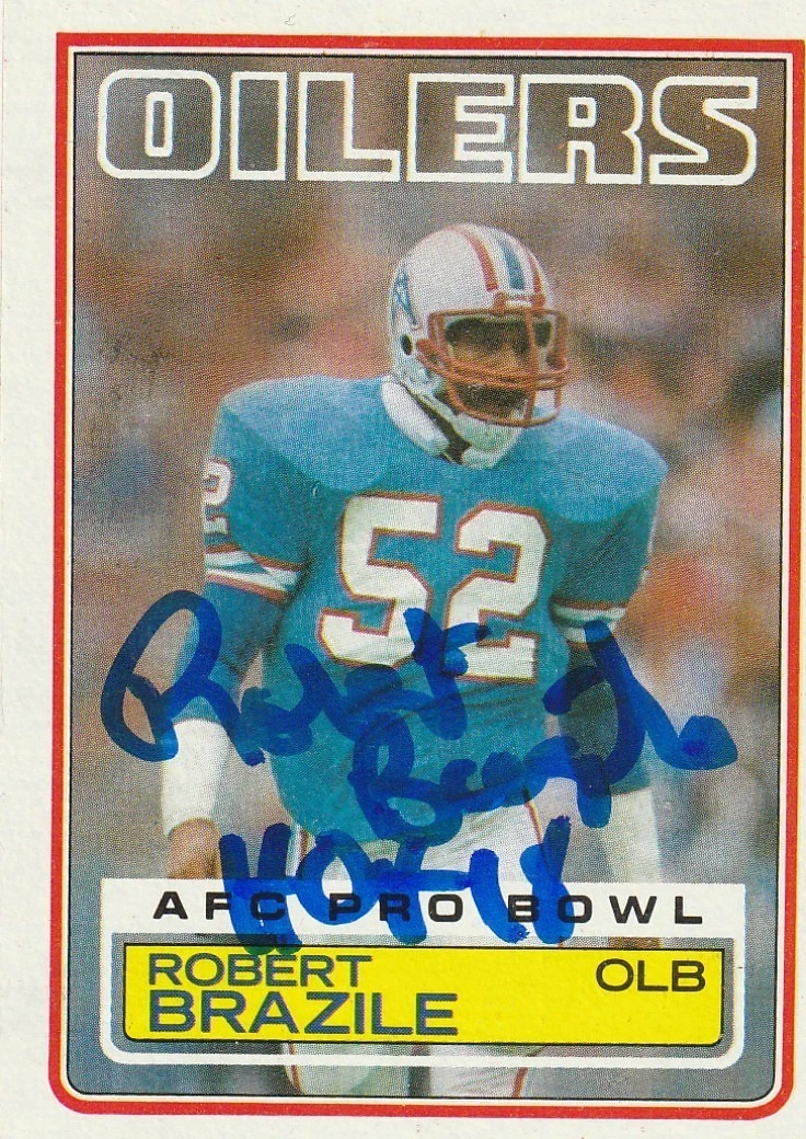 ROBERT BRAZILE HOUSTON OILERS  SIGNED 1983 TOPPS CARD #275