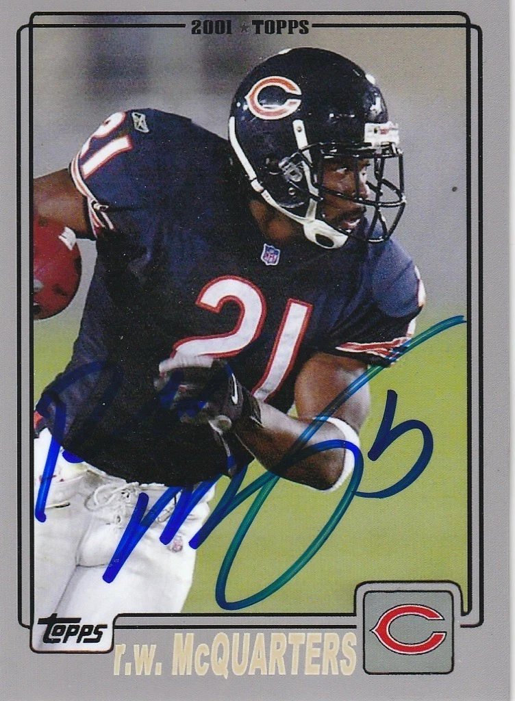 R.W. MCQUARTERS CHICAGO BEARS  SIGNED 2001 STYLE CUSTOM CARD