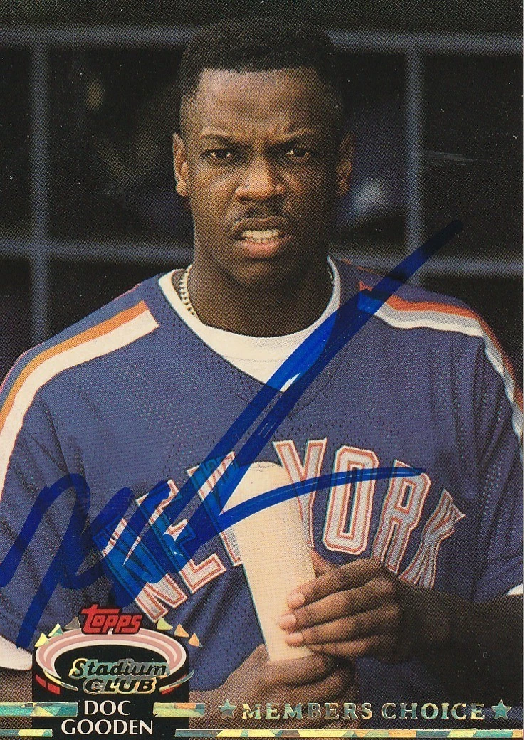 DWIGHT GOODEN NEW YORK METS  SIGNED 1992 TOPPS STADIUM CARD #602
