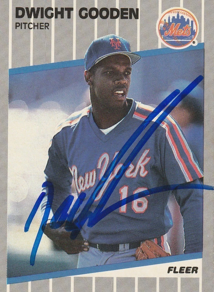 DWIGHT GOODEN NEW YORK METS  SIGNED 1989 FLEER CARD #36