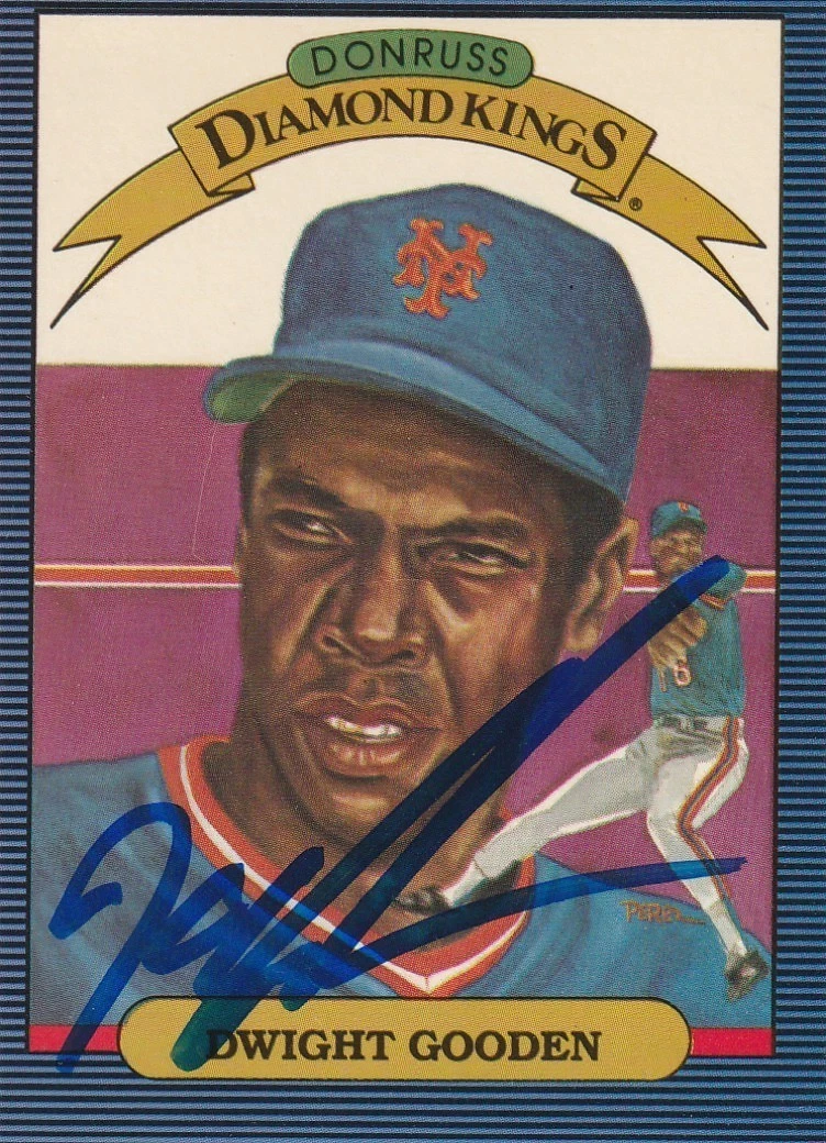 DWIGHT GOODEN NEW YORK METS  SIGNED 1986 DONRUSS DIAMOND KING CARD #26