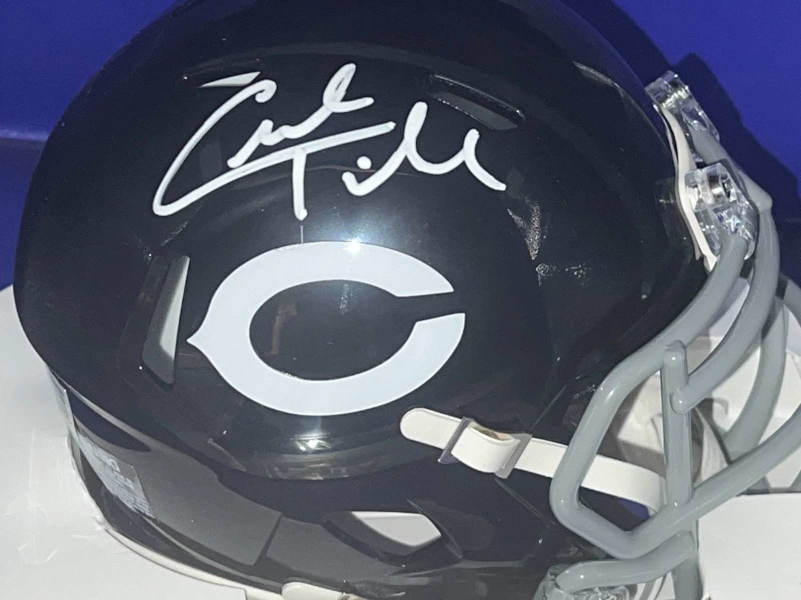 CHARLES TILLMAN CHICAGO BEARS BECKETT AUTHENTICATED SIGNED THROWBACK MINI HELMET