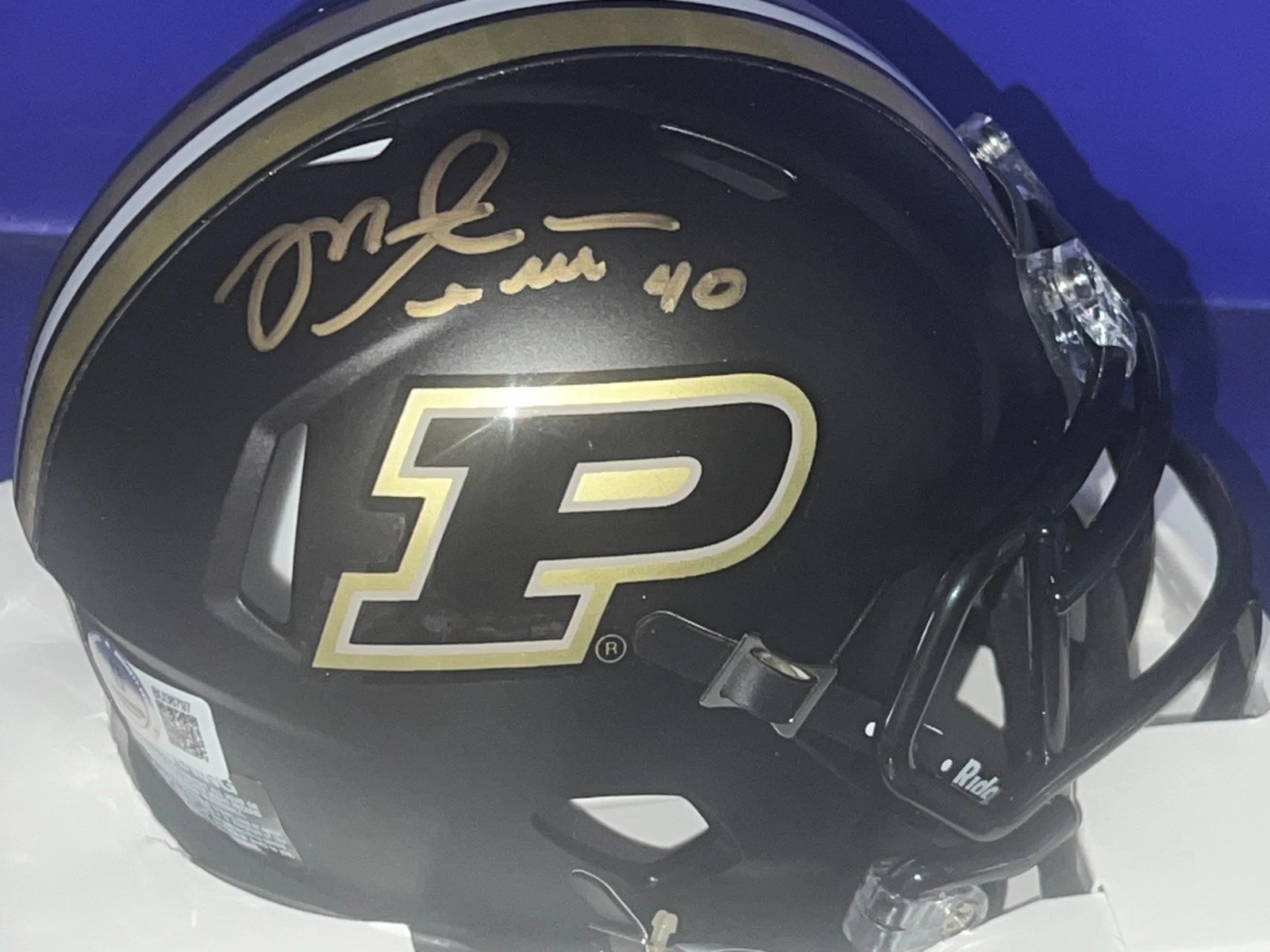 MIKE ALSTOTT PURDUE BOILERMAKERS GLOSS BLACK BECKETT AUTHENTICATED SIGNED MINI