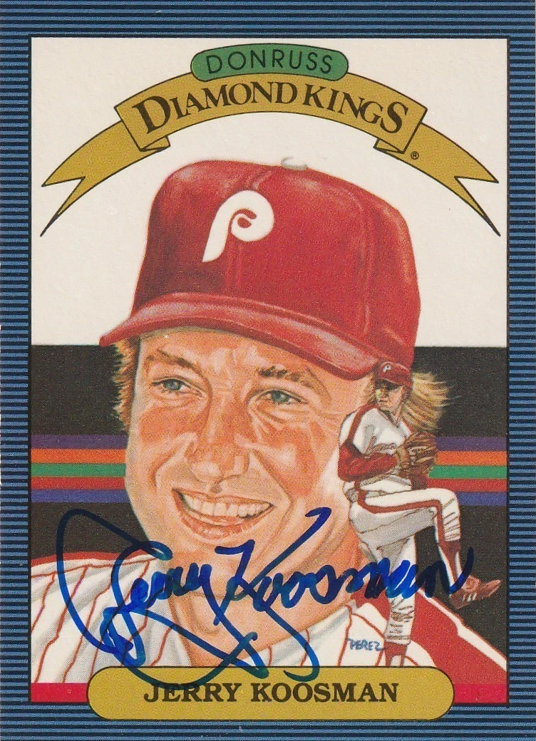 JERRY KOOSMAN PHILADELPHIA PHILLIES SIGNED 1986 DONRUSS DIAMOND KING CARD #23