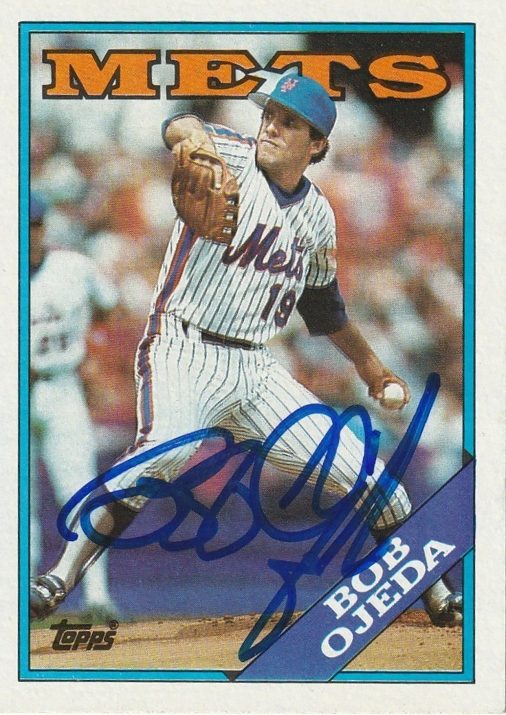 BOB OJEDA NEW YORK METS  SIGNED 1988 TOPPS CARD #558