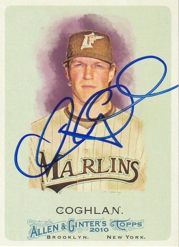 CHRIS COGHLAN FLORIDA MARLINS  SIGNED 2010 ALLEN & GINTER CARD #44