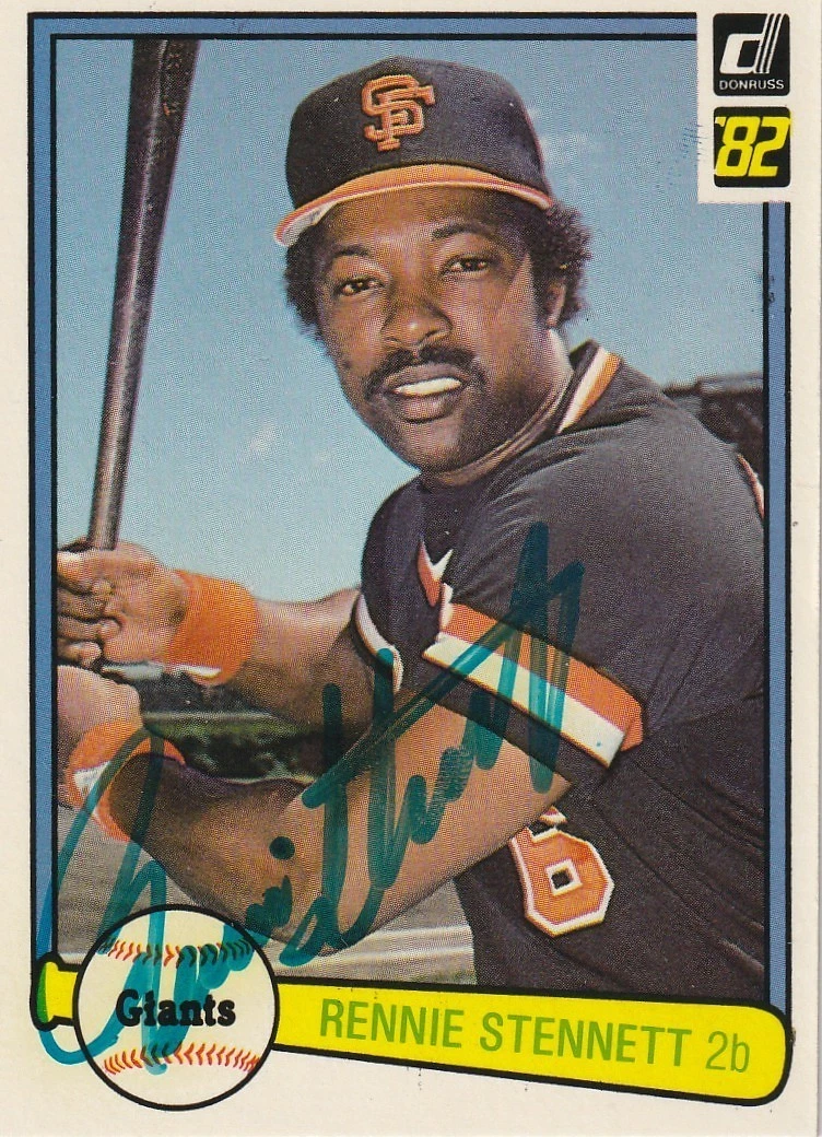 RENNIE STENNETT SAN FRANCISCO GIANTS  SIGNED 1982 DONRUSS CARD #563