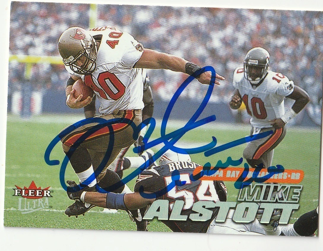 MIKE ALSTOTT TAMPA BAY BUCCANEERS  SIGNED 2001 FLEER ULTRA CARD #232