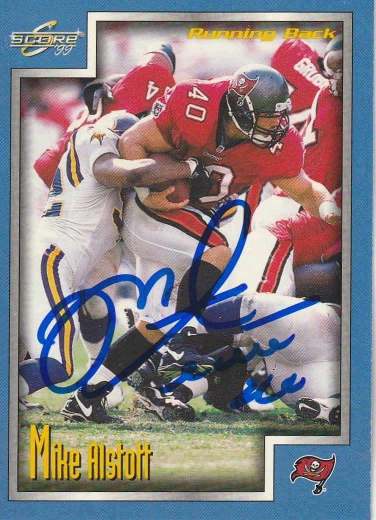 MIKE ALSTOTT TAMPA BAY BUCCANEERS  SIGNED 1999 SCORE CARD #16