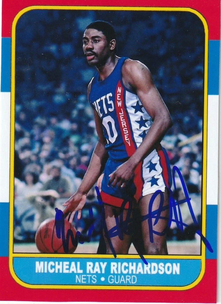 MICHAEL RAY RICHARDSON NEW JERSEY NETS  SIGNED 1986 STYLE CUSTOM CARD