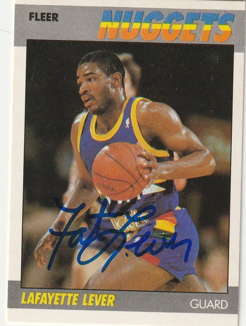 LAFAYETTE FAT LEVER DENVER NUGGETS  SIGNED 1987 FLEER CARD #62