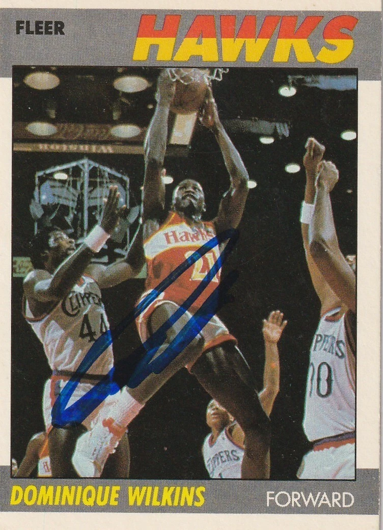 DOMINIQUE WILKINS ATLANTA HAWKS SIGNED 1987 FLEER CARD #118