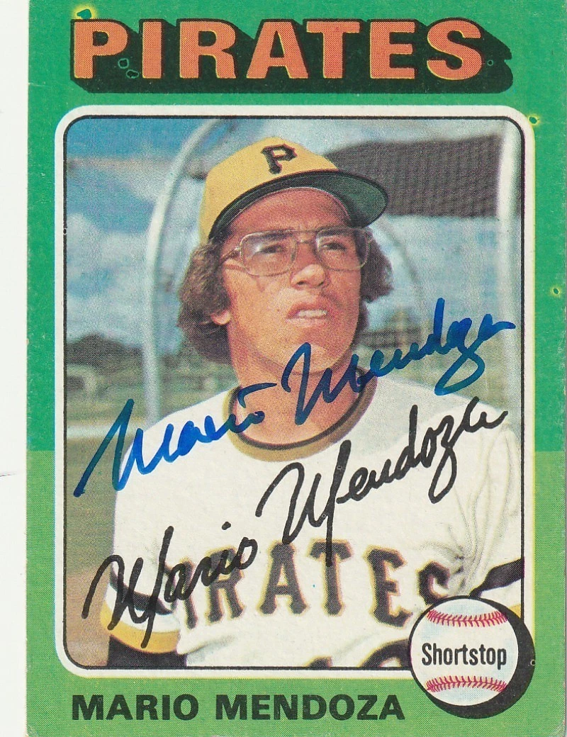 MARIO MENDOZA PITTSBURGH PIRATES  SIGNED 1975 TOPPS CARD #457