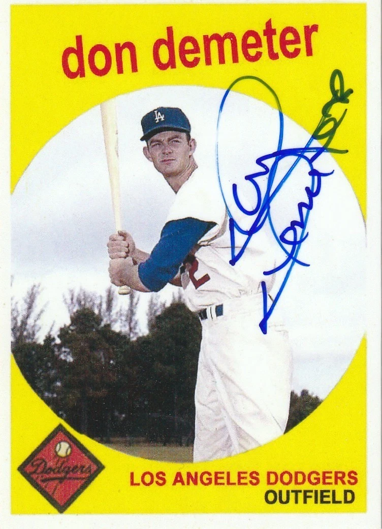 DON DEMETER  LOS ANGELES DODGERS  SIGNED 1959 STYLE CUSTOM CARD
