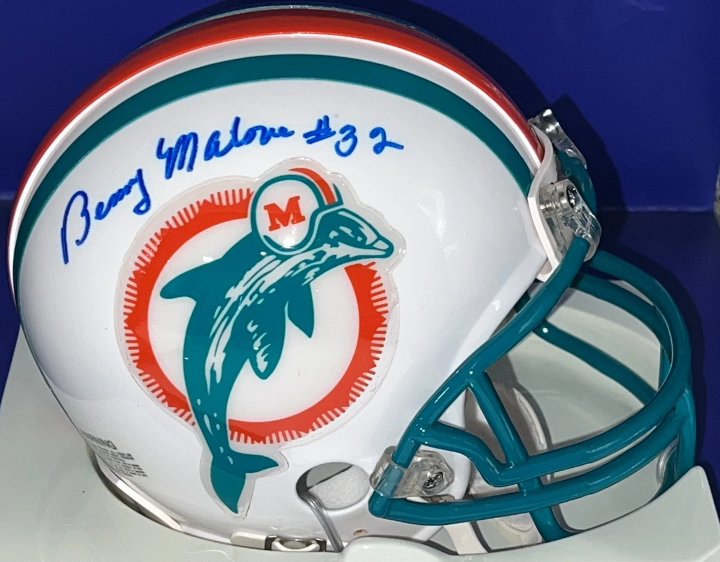 BENNY MALONE  MIAMI DOLPHINS   SIGNED RIDDELL MINI HELMET