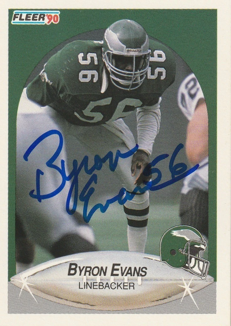 BYRON EVANS PHILADELPHIA EAGLES  SIGNED 1990 FLEER CARD #83