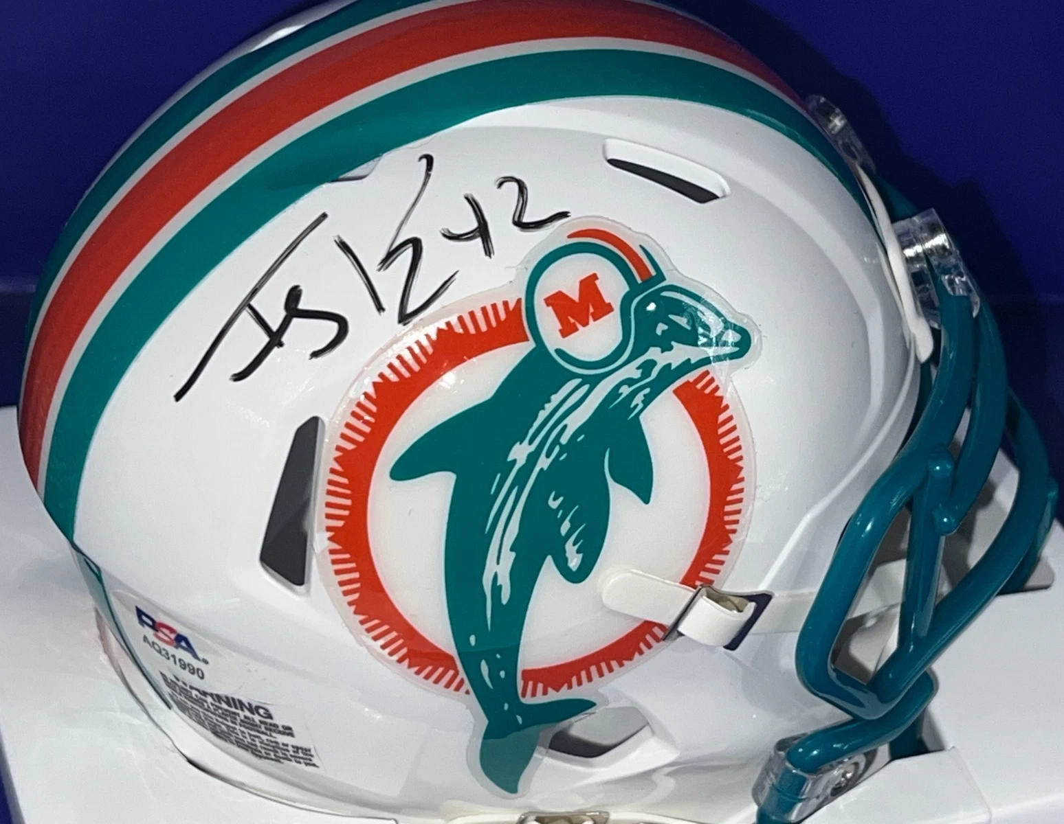 TERRY KIRBY MIAMI DOLPHINS PSA AUTHENTICATED  SIGNED MINI HELMET