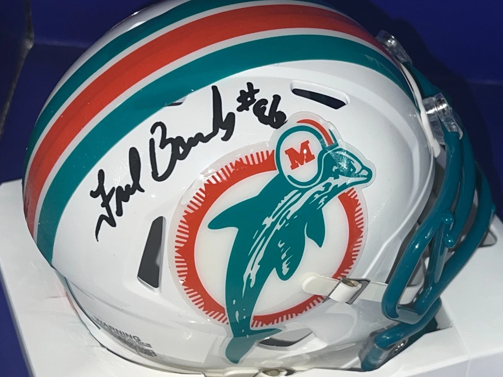 FRED BANKS MIAMI DOLPHINS  SIGNED THROWBACK MINI HELMET