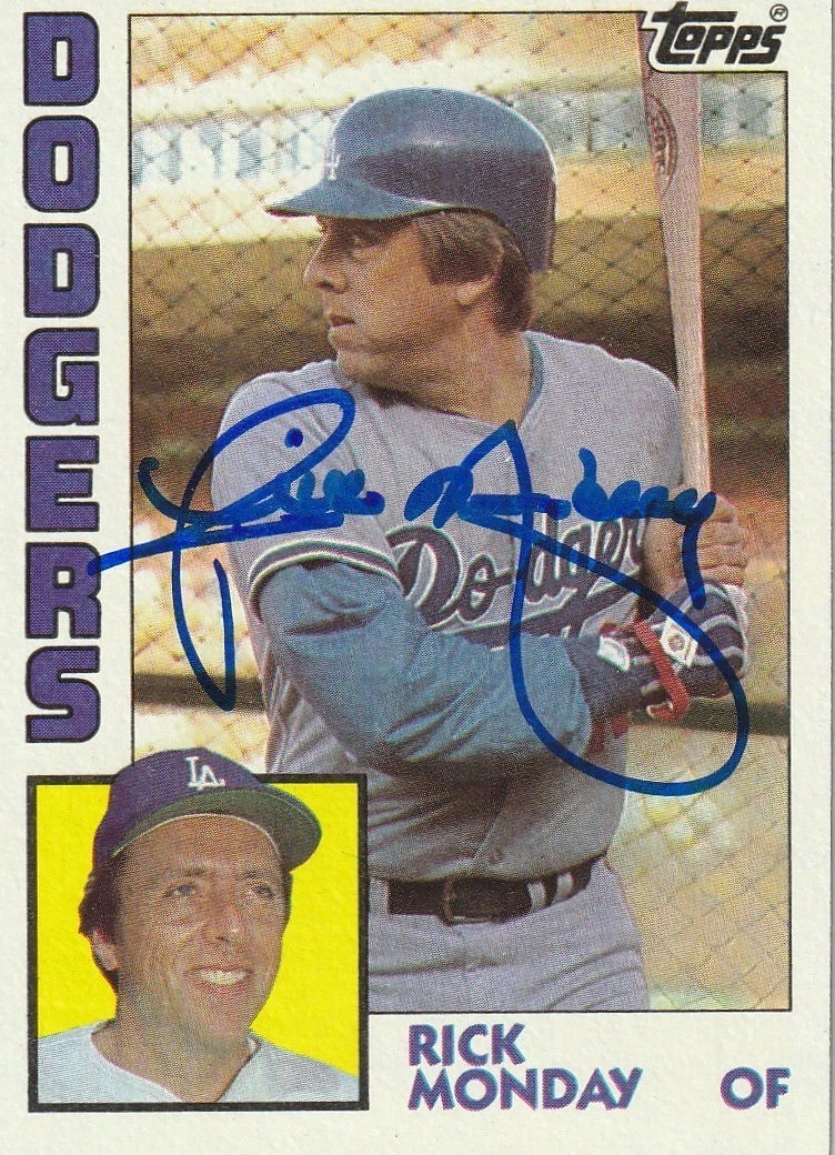 RICK MONDAY LOS ANGELES DODGERS 1984 TOPPS SIGNED CARD #274