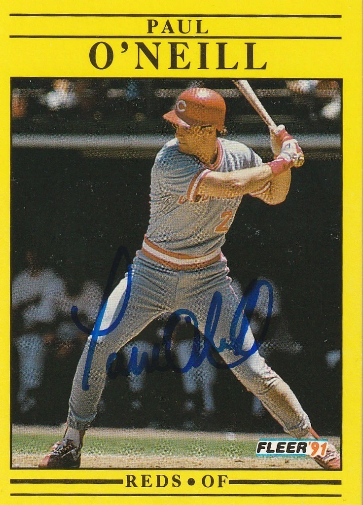 PAUL O'NEILL CINCINNATI REDS 1991 FLEER SIGNED CARD #76