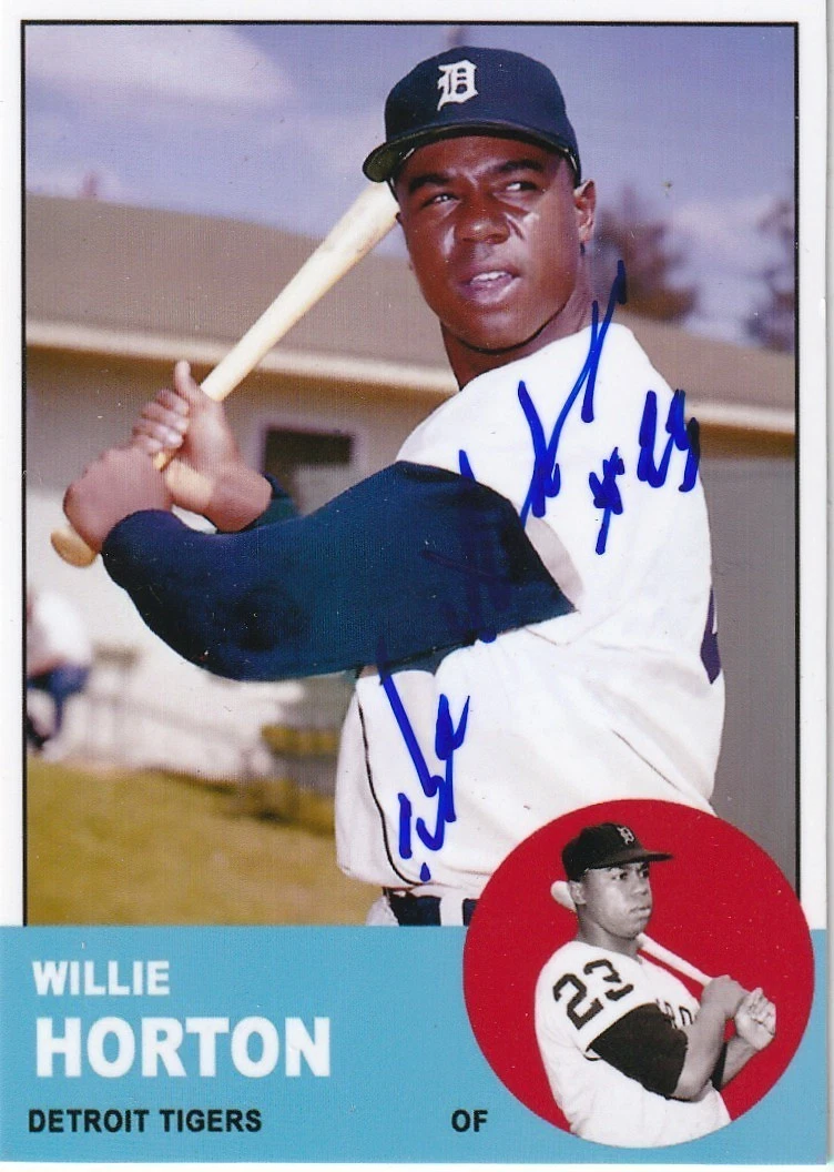 WILLIE HORTON DETROIT TIGERS  1963 STYLE SIGNED CUSTOM CARD