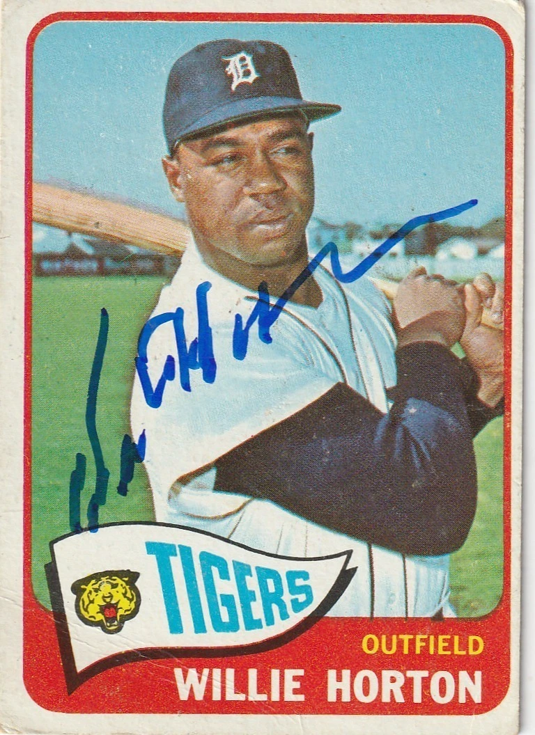 WILLIE HORTON DETROIT TIGERS  1965 TOPPS SIGNED CARD #206