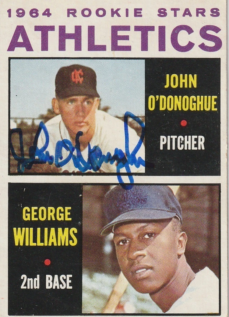 JOHN O'DONOGHUE KANSAS CITY A'S  1964 TOPPS SIGNED CARD #388