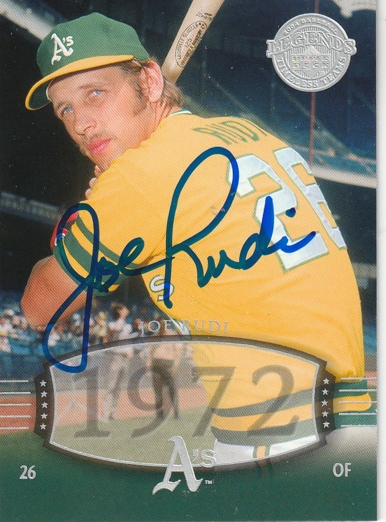 JOE RUDI OAKLAND A'S  2004 UPPER DECK LEGENDS SIGNED CARD #83