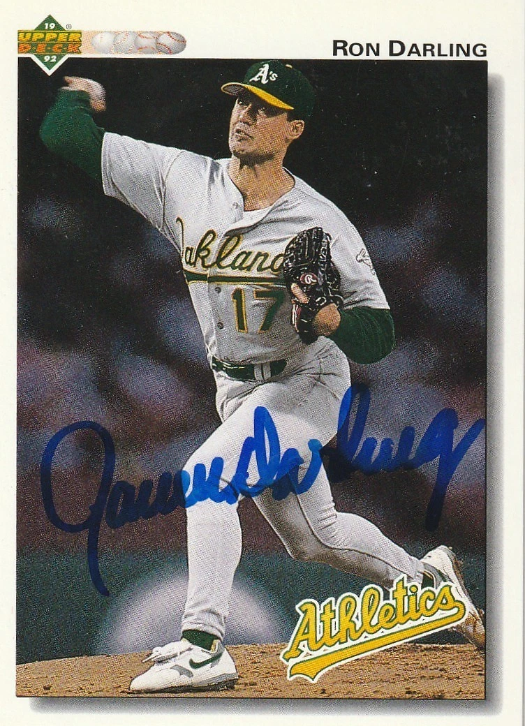 RON DARLING OAKLAND A'S  1992 UPPER DECK  SIGNED CARD #669