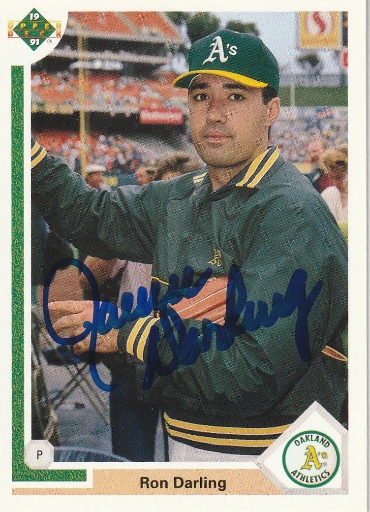 RON DARLING OAKLAND A'S  1991 UPPER DECK  SIGNED CARD #69F