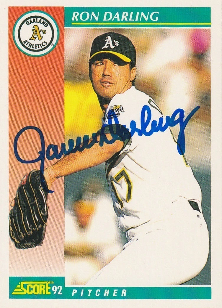 RON DARLING OAKLAND A'S  1992 SCORE  SIGNED CARD #710