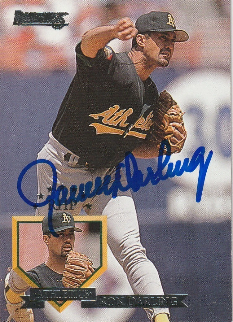 RON DARLING OAKLAND A'S  1995 DONRUSS SIGNED CARD #13