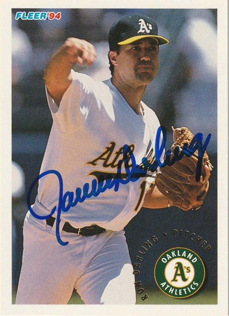 RON DARLING OAKLAND A'S  1994 FLEER SIGNED CARD #258