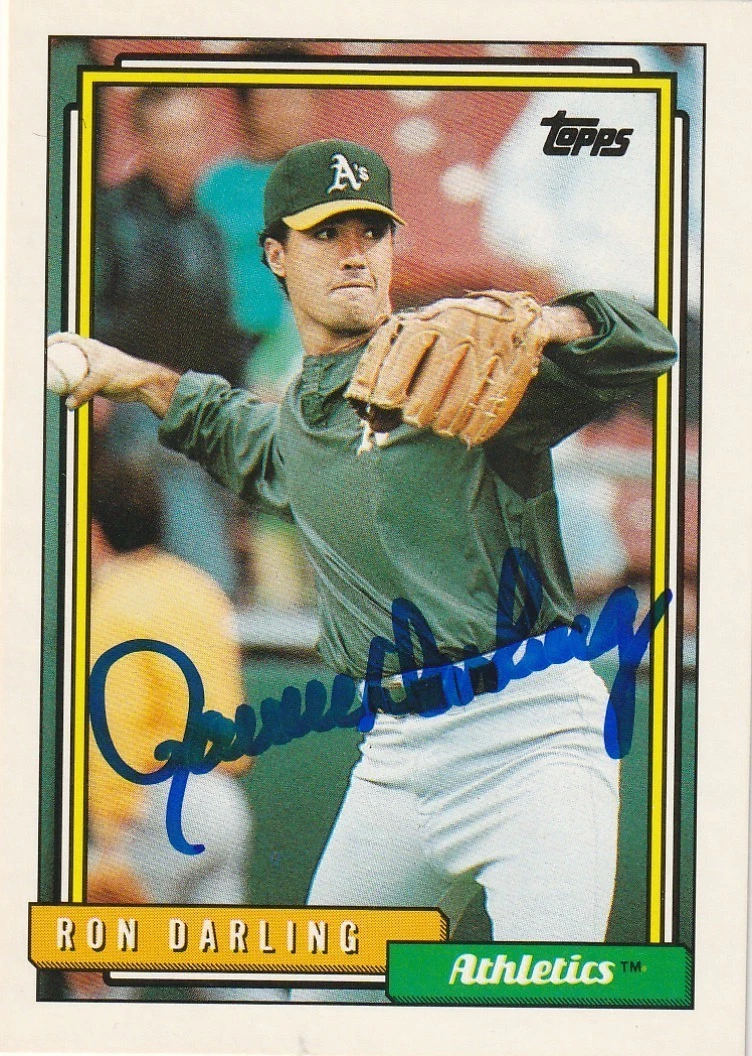 RON DARLING OAKLAND A'S  1992 TOPPS SIGNED CARD #259