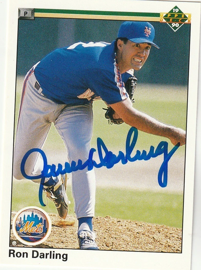 RON DARLING NEW YORK METS  1990 UPPER DECK  SIGNED CARD #241