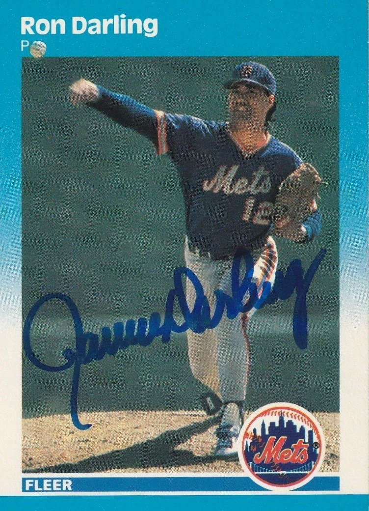RON DARLING NEW YORK METS  1987 FLEER SIGNED CARD #5