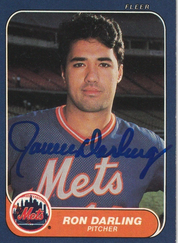 RON DARLING NEW YORK METS  1986 FLEER SIGNED CARD #77