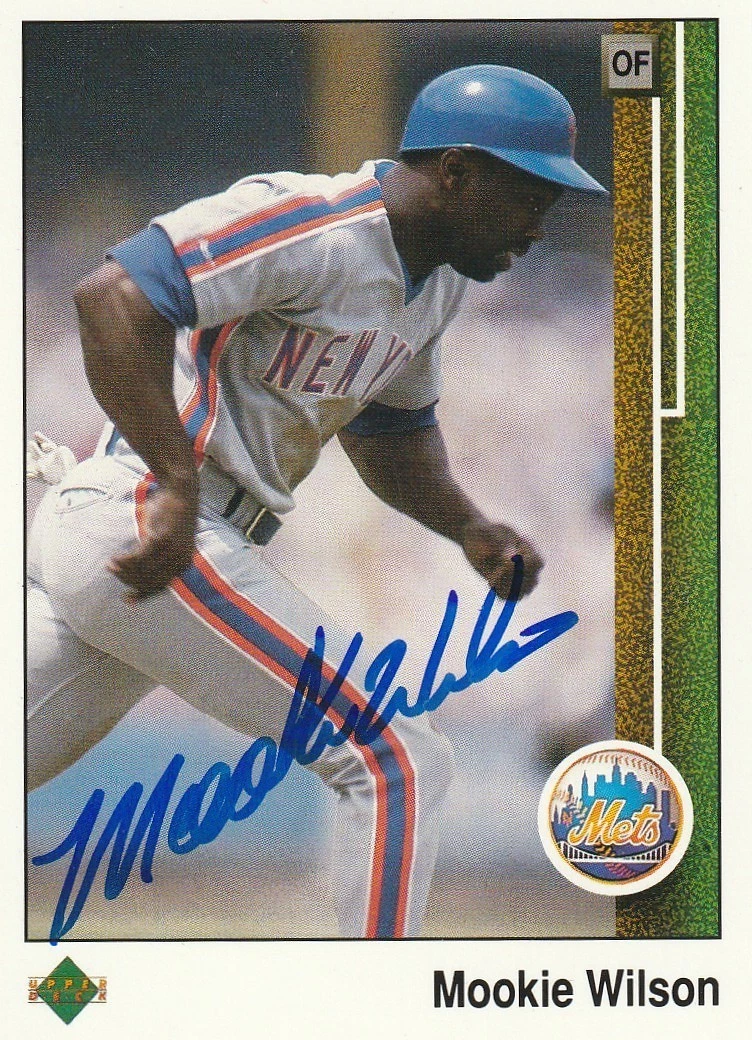 MOOKIE WILSON NEW YORK METS 1989 UPPER DECK SIGNED CARD #199